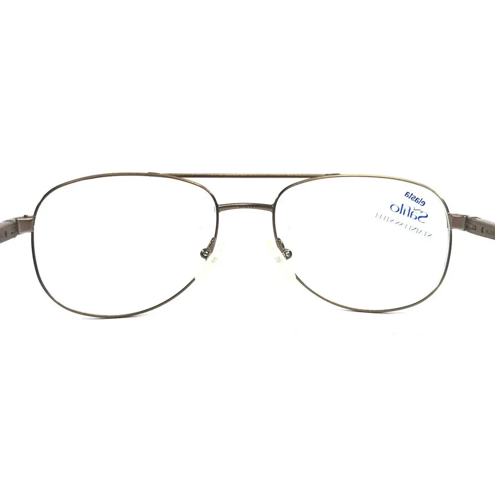 Safilo Eyeglasses Frames ELASTA 7115 7ZB Polished Brown Pilot Wire Rim 56-18-145